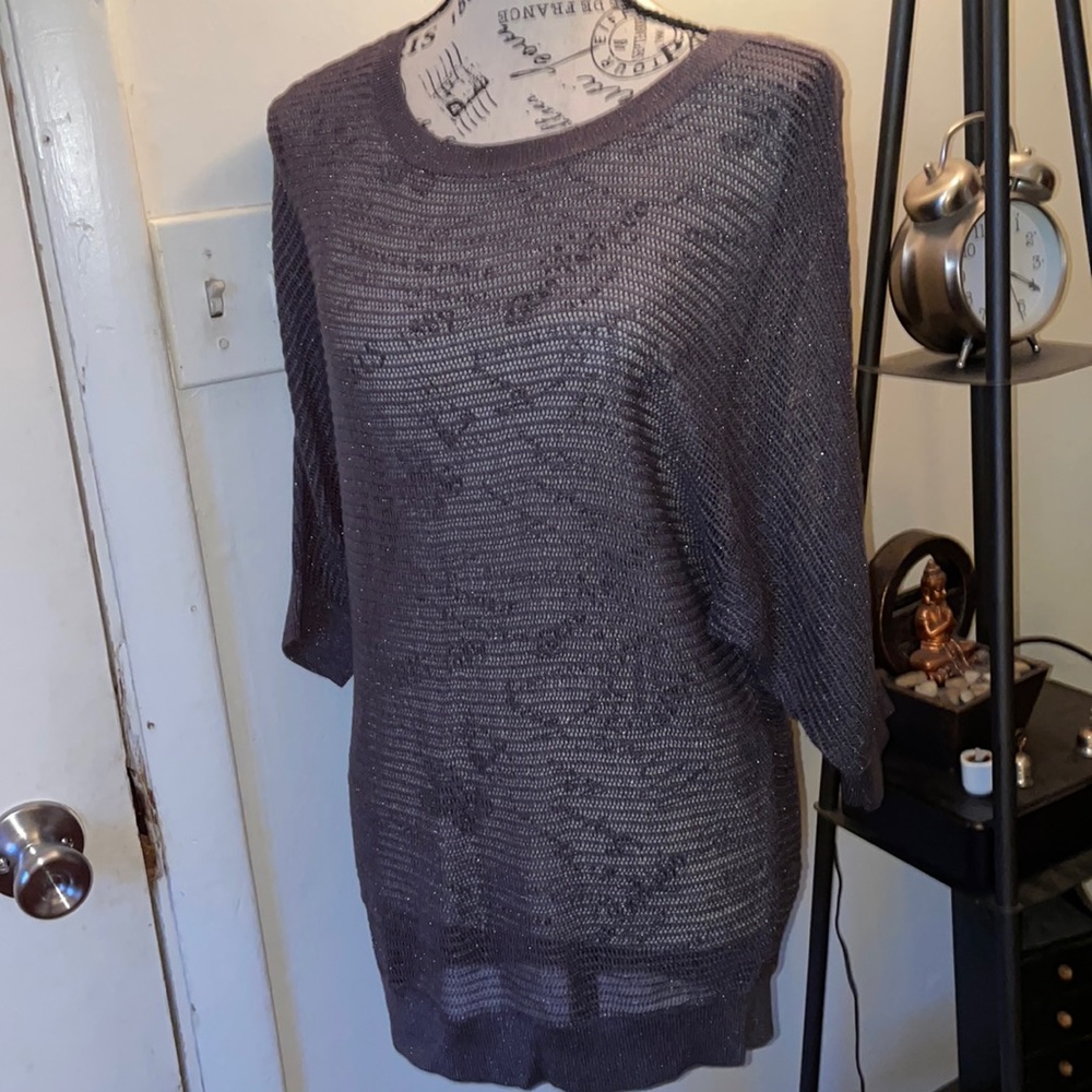 Apt 9 dark gray and metallic short sleeve sweater size M